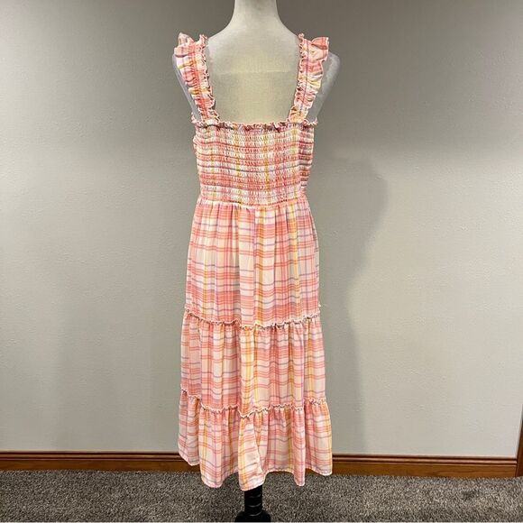 As U Wish Pink Plaid Sleeveless midi Dress size Large - Picture 6 of 12